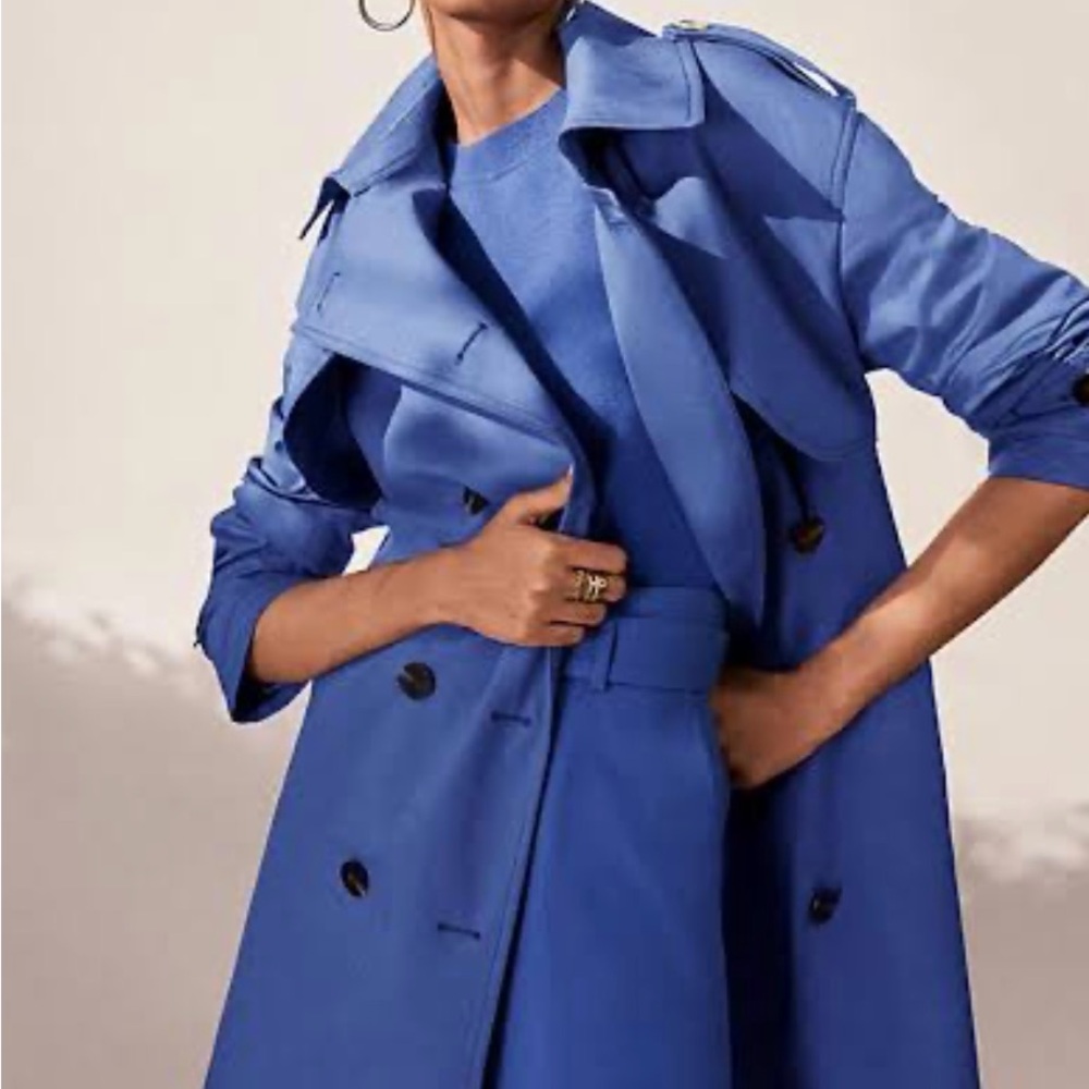 Ann Taylor Relax Royal Blue Trench Coat